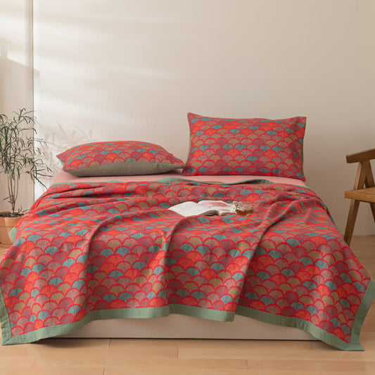 Couette réversible en coton avec des écailles de poisson brillantes