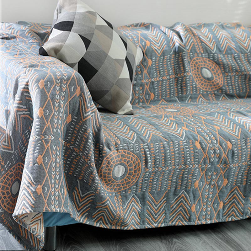 Couette en coton rayée Ownkoti Boho, réversible, serviette de canapé