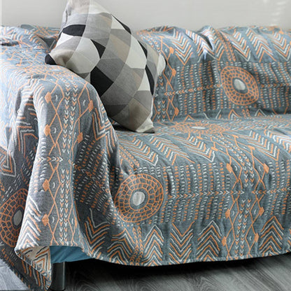 Couette en coton rayée Ownkoti Boho, réversible, serviette de canapé