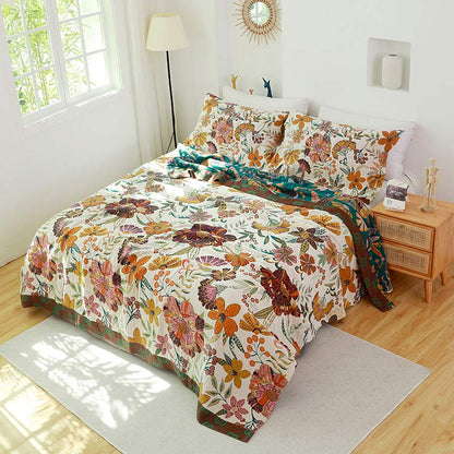 Couette réversible en coton à motif de fleurs luxuriantes Ownkoti