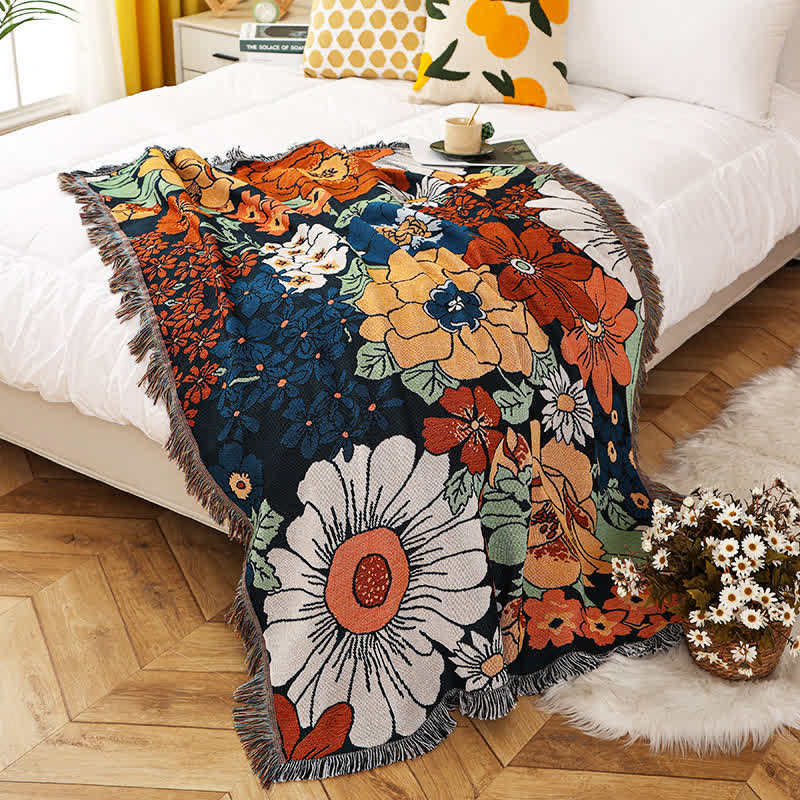 Couverture fonctionnelle à pompons avec fleurs lumineuses