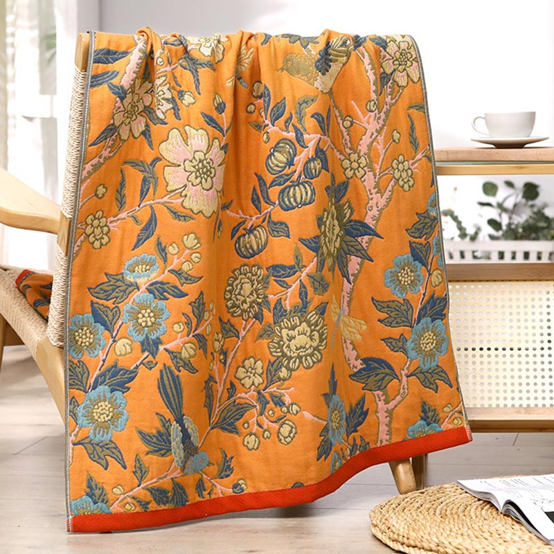 Serviette de bain réversible avec motif hibiscus aux couleurs vives