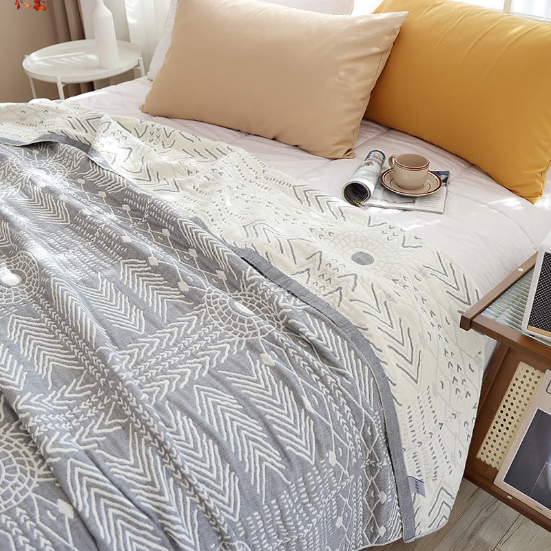 Couette réversible en coton doux à motif géométrique