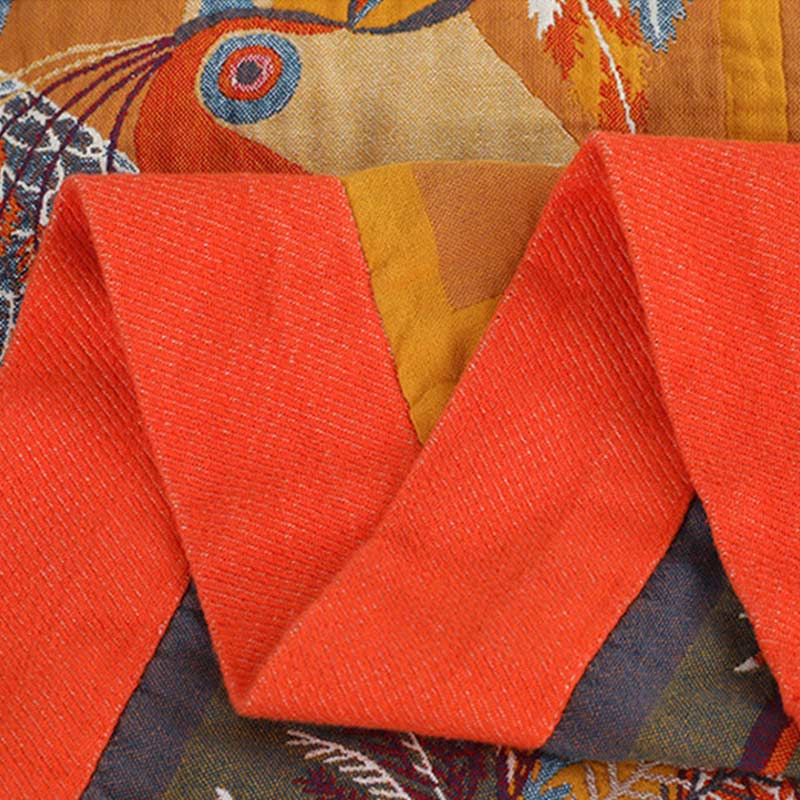 Couverture réversible en coton doux avec motif d'oiseau toucan