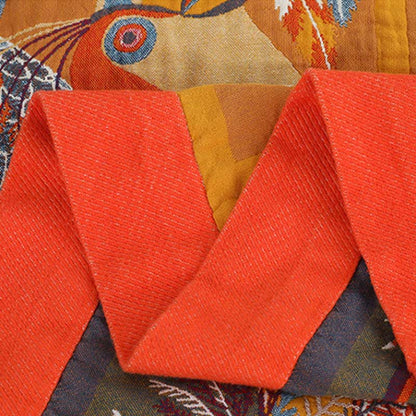 Couverture réversible en coton doux avec motif d'oiseau toucan