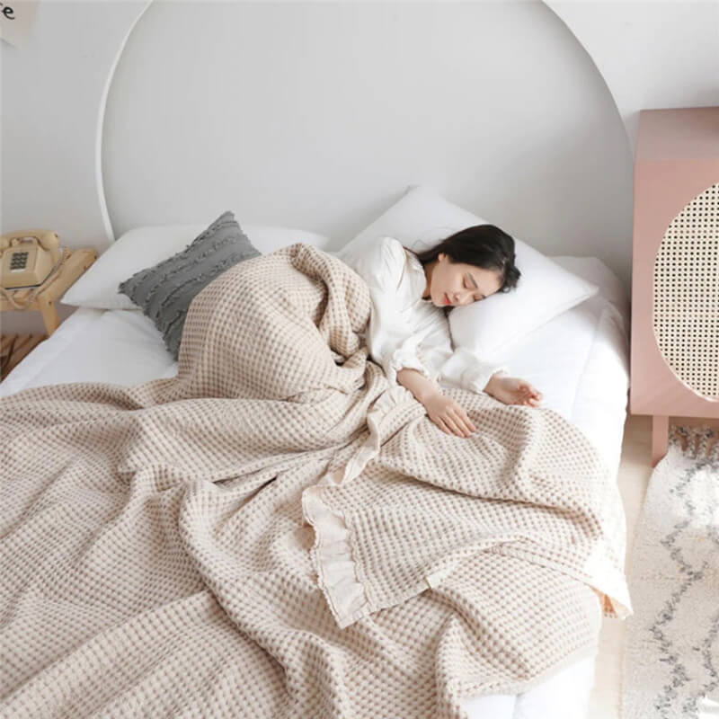 Couverture de canapé en tissage gaufré Ownkoti, couette confortable