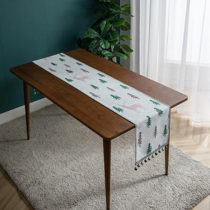 Chemin de table de Noël Ownkoti avec pompon