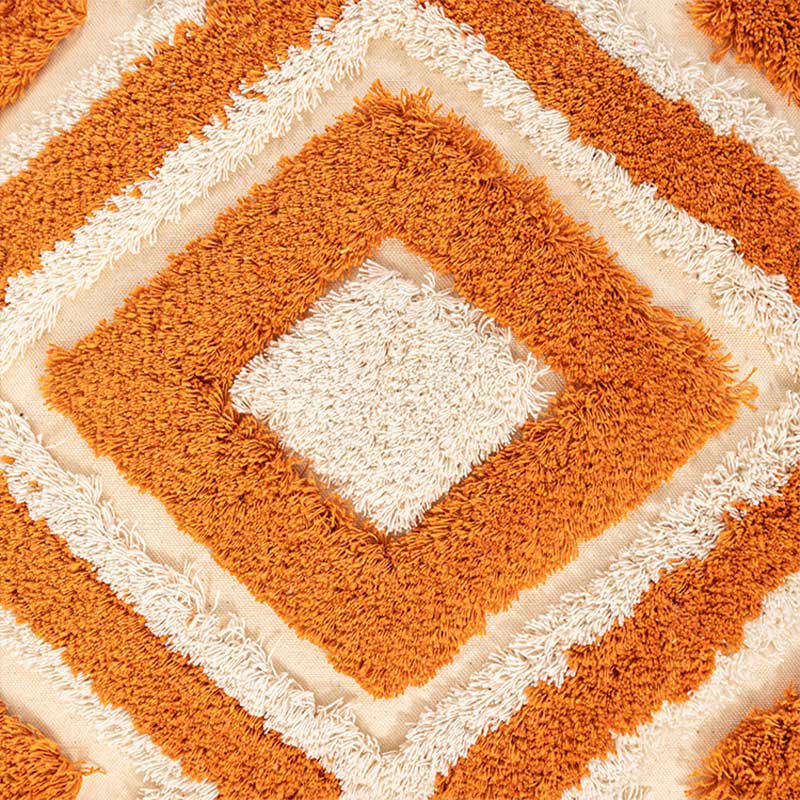 Housse de coussin Ownkoti Maroc en jacquard avec pompons