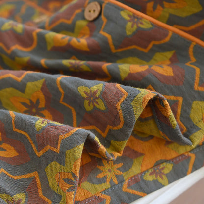 Ensemble de vêtements d'intérieur en coton avec revers à motif floral en losange