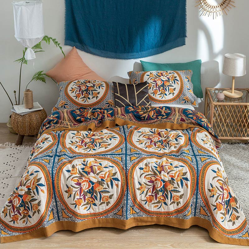 Ownkoti – Couette double face confortable en coton à motif floral