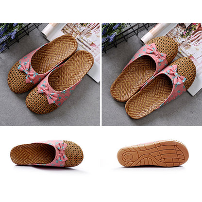 Chaussons plats respirants avec nœud rétro