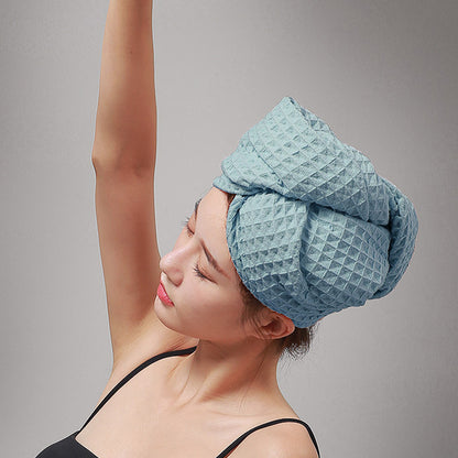 Serviette sèche-cheveux avec motif gaufré et boutons
