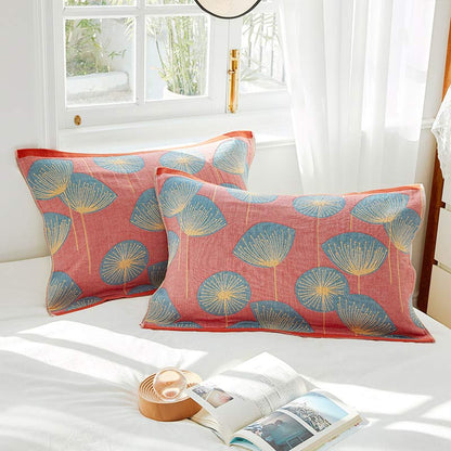 Serviette oreiller en gaze de coton à imprimé pissenlit (2 pièces)