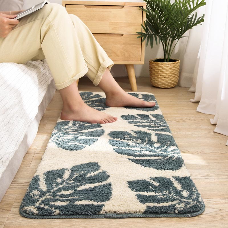 Ownkoti – Tapis de salle de bain antidérapant à motif de feuilles