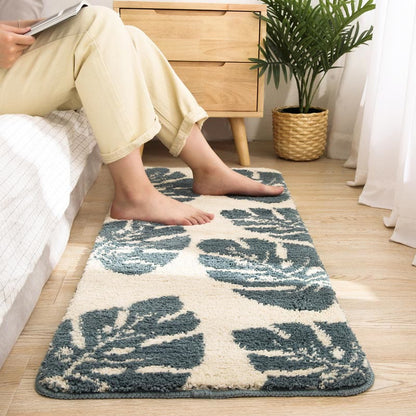 Ownkoti – Tapis de salle de bain antidérapant à motif de feuilles