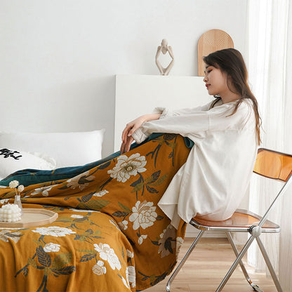Couette en coton Ownkoti Boho à fleurs jaunes