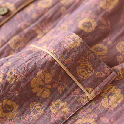 Ensemble pyjama en gaze de coton au design rétro rose - image 8