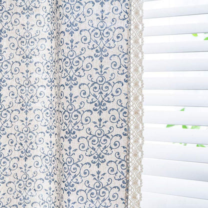 Rideau Boho Ownkoti à motif bleu, semi-occultant