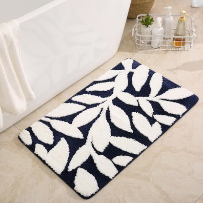 Tapis de bain doux et antidérapant avec motif de feuilles