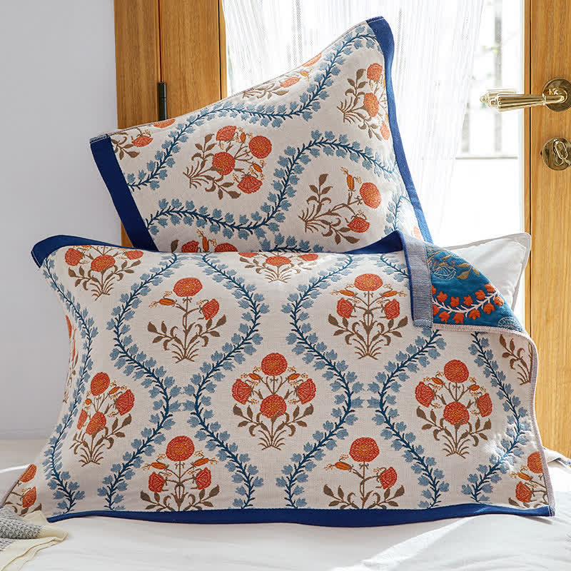 Serviette oreiller en coton respirant avec motif jacinthe des bois (2 pièces)