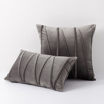 Housse de coussin décorative en velours doux à motif rayé