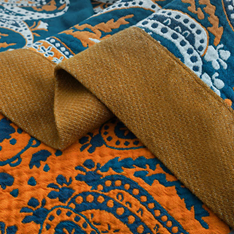 Couverture réversible en gaze de coton à motif floral
