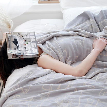 Couverture réversible en coton Ownkoti avec imprimé chat