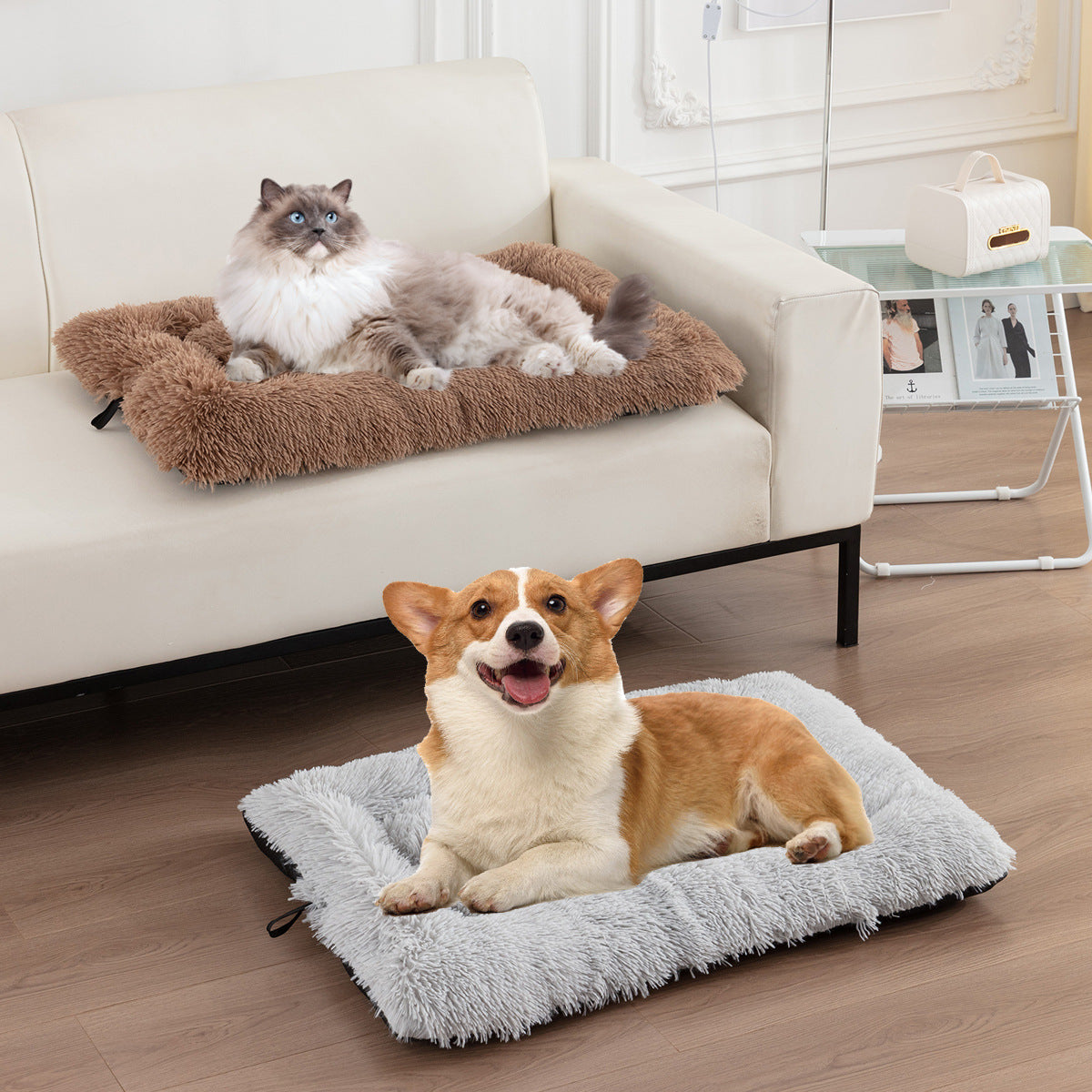 Tapis pour animaux en polaire doux et uni