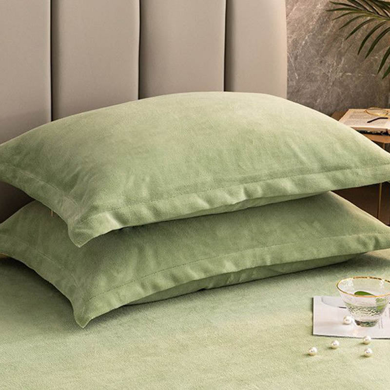 Taies d'oreiller décoratives en velours de couleur unie (2 pièces)