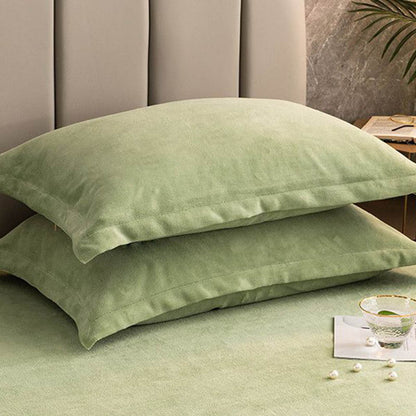 Taies d'oreiller décoratives en velours de couleur unie (2 pièces)