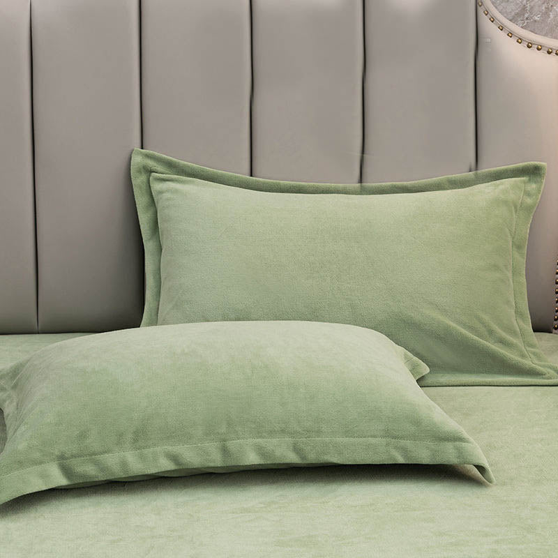 Taies d'oreiller décoratives en velours de couleur unie (2 pièces)
