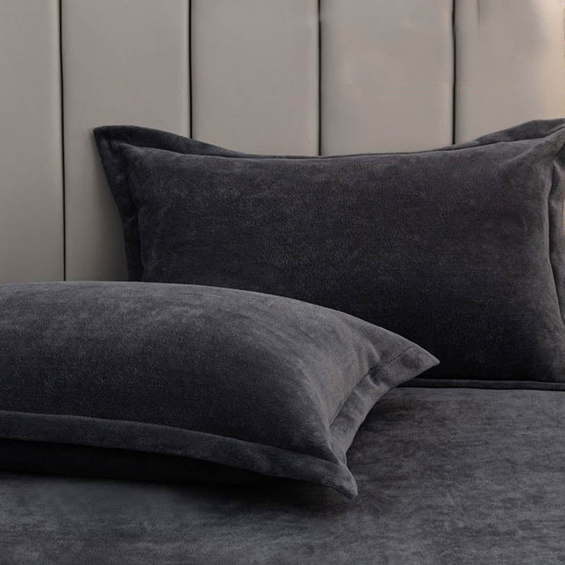 Taies d'oreiller décoratives en velours de couleur unie (2 pièces)