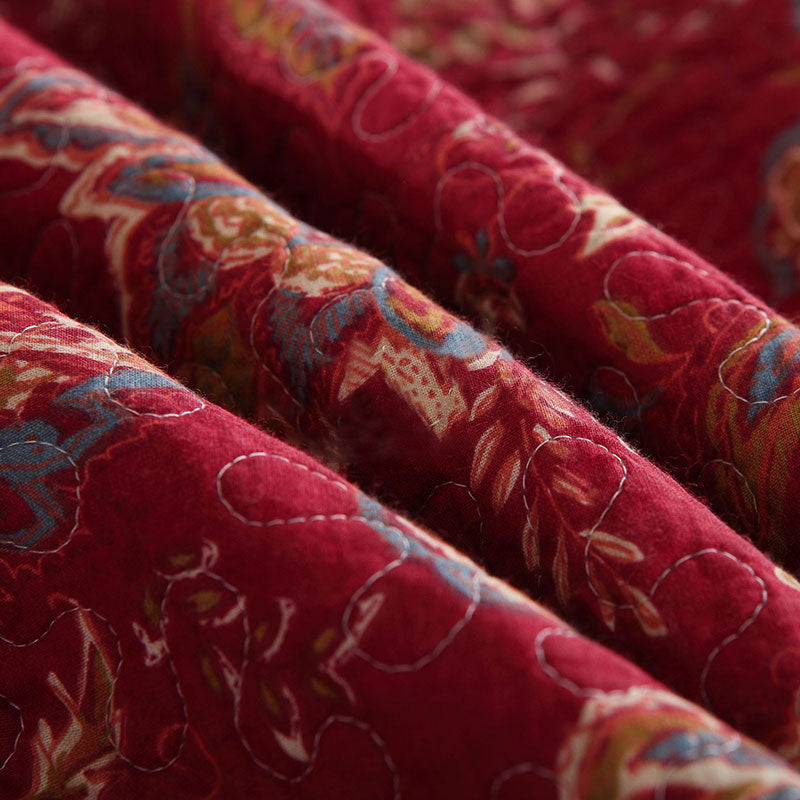 Parure de lit en pur coton à motif floral rétro (3 pièces)