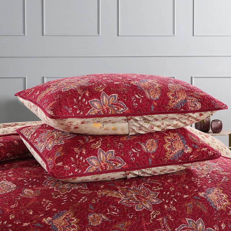 Parure de lit en pur coton à motif floral rétro (3 pièces)