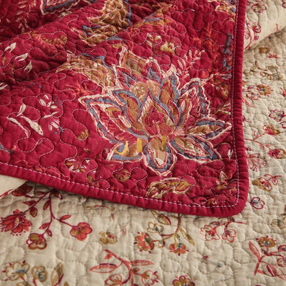 Parure de lit en pur coton à motif floral rétro (3 pièces)