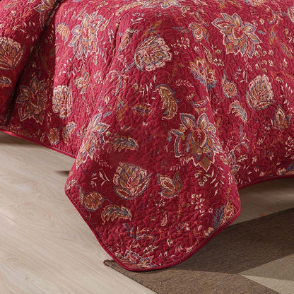 Parure de lit en pur coton à motif floral rétro (3 pièces)