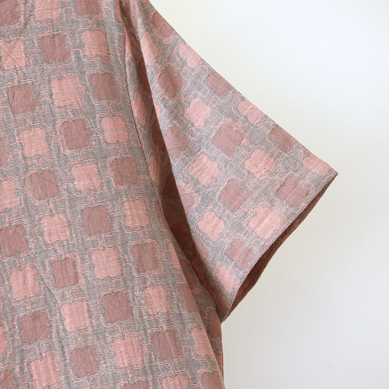 Chemise de nuit jacquard teint en fil en pur coton