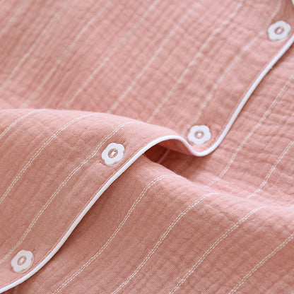 Chemise de nuit unie à rayures et revers