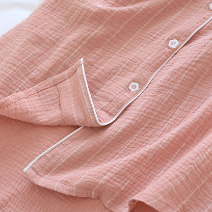 Chemise de nuit unie à rayures et revers