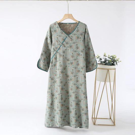 Chemise de nuit élégante en pur coton à motif floral