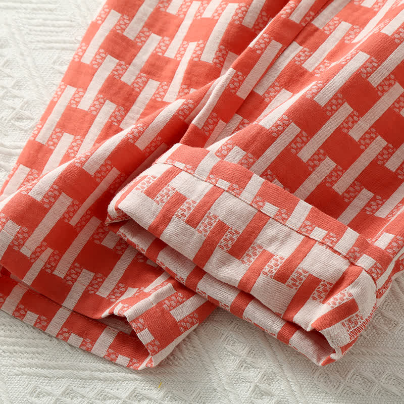 Ensemble pyjama col rond en gaze de coton