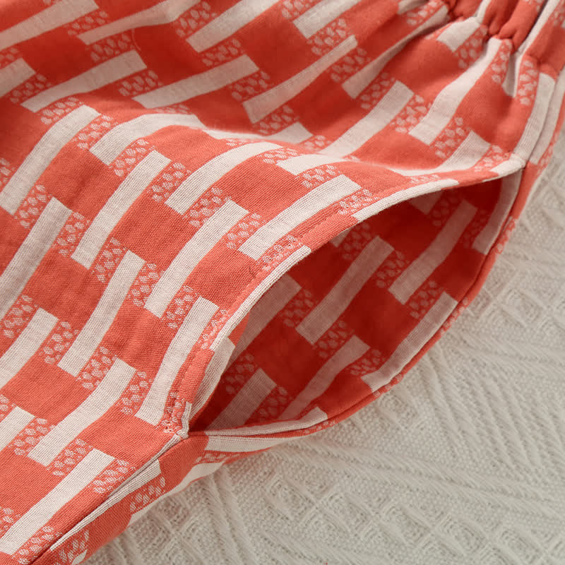 Ensemble pyjama col rond en gaze de coton
