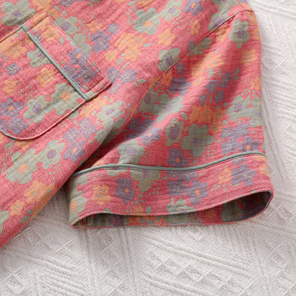 Ensemble pyjama en gaze de coton à manches courtes (3 pièces)
