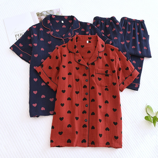 Ensemble pyjama en pur coton avec imprimé cœur (3 pièces)