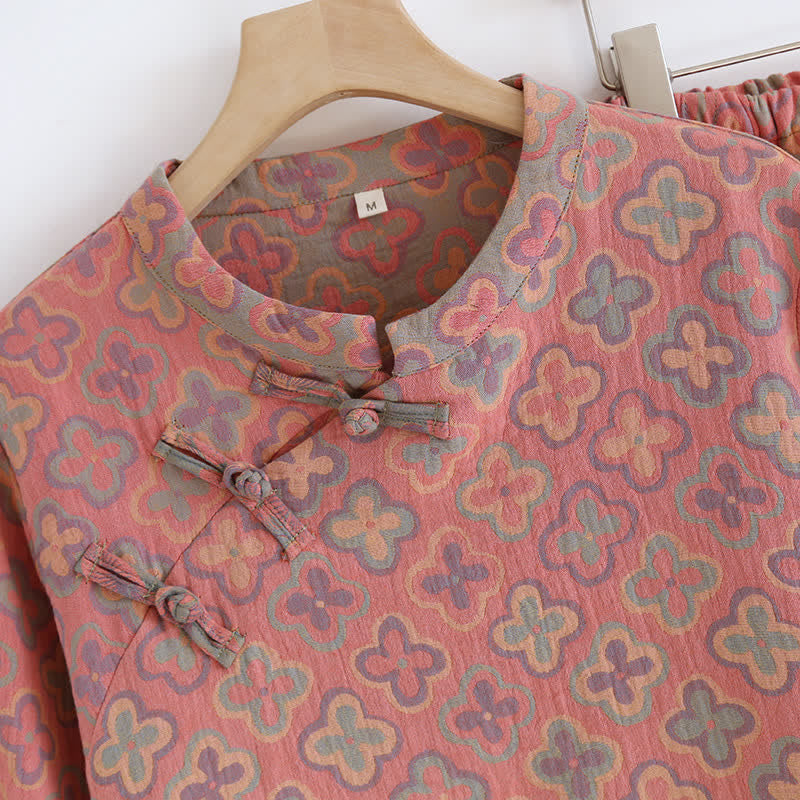 Ensemble de vêtements d'intérieur en coton jacquard teint en fil