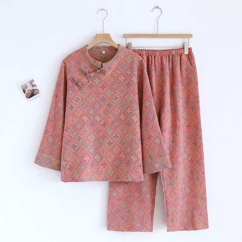 Ensemble de vêtements d'intérieur en coton jacquard teint en fil