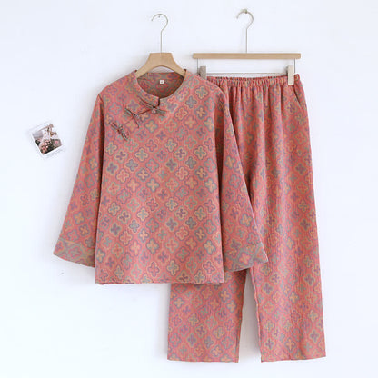 Ensemble de vêtements d'intérieur en coton jacquard teint en fil