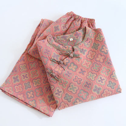 Ensemble de vêtements d'intérieur en coton jacquard teint en fil