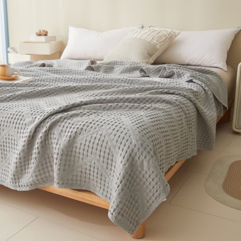 Couverture en serviette avec structure gaufrée de couleur unie