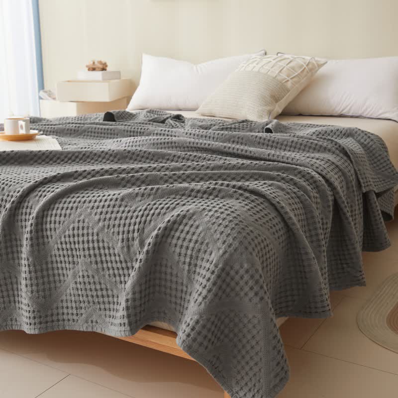 Couverture en serviette avec structure gaufrée de couleur unie
